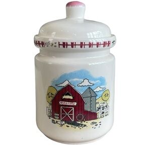 Vintage Barnyard Large Cookie Jar with Lid 10.5” Rustic Farmhouse